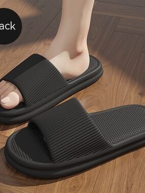 Men's Black Comfort Slide Sandals - Cushioned Everyday Slides